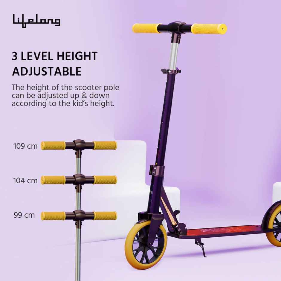 Lifelong Foldable Kids Scooter with 4 Height Settings | Max 120kg | Multicolour