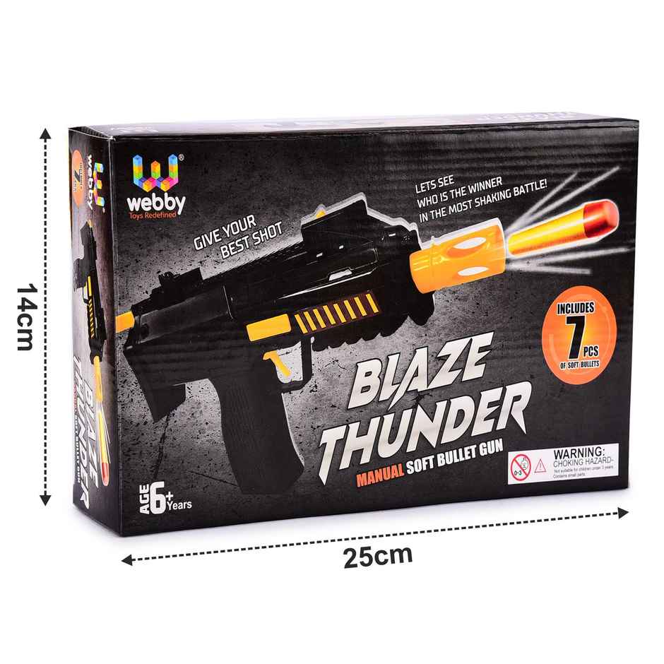 Webby Soft Foam Blaze Gun with 7 Bullets | Safe Target Shooting Fun for Kids