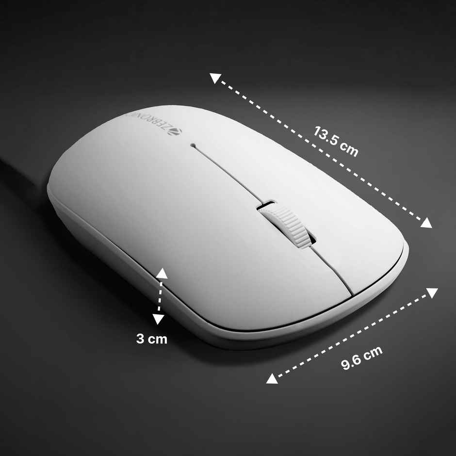 Zebronics Pulse Wireless Mouse, Multi Connectivity, Dual Bluetooth Laptop Computer (White)