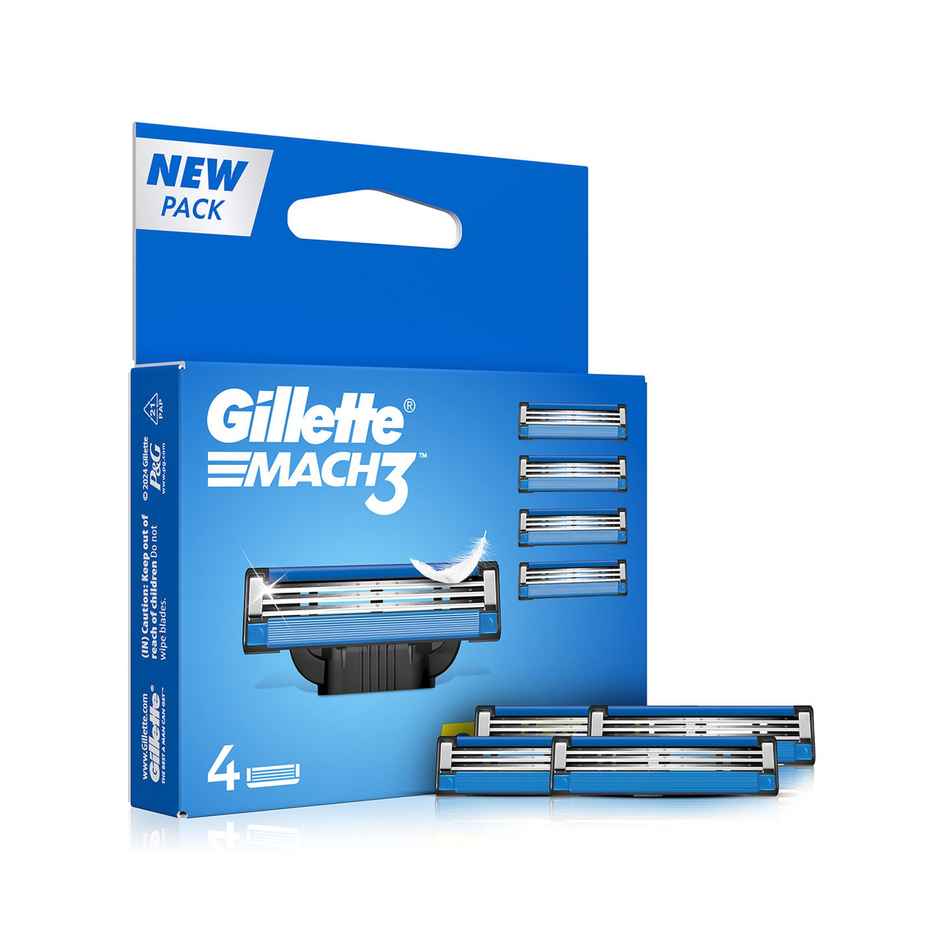Gillette Mach 3 Mens Shaving Razor Blades For Men (4 Cartridges)