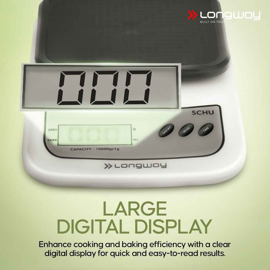Longway LWKWS01 Multipurpose Portable Digital Kitchen Weighing Scale | 10 kg - Grey