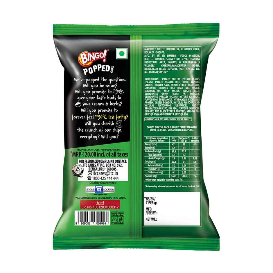 Bingo! Popped Chips Sour Cream & Herbs | Light & Crunchy