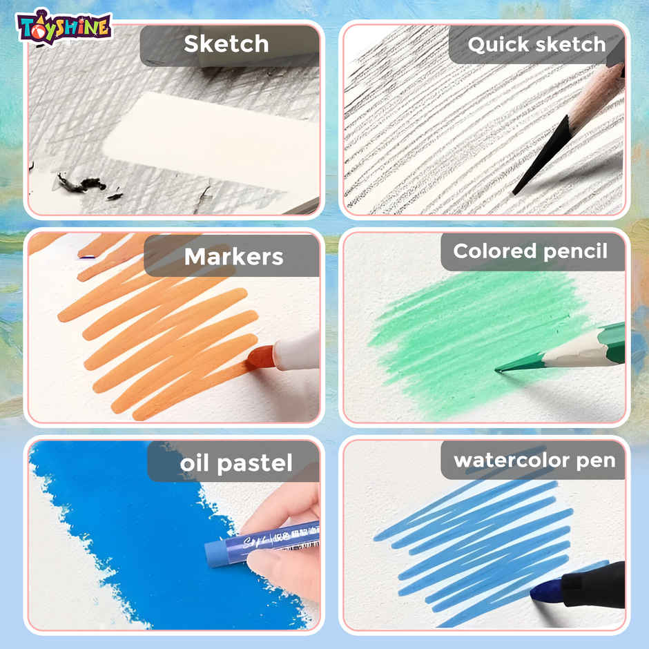 Toyshine A4 Artist Sketchbook Loose Leaf Hand Painted Cover | Blue - 60 sheets
