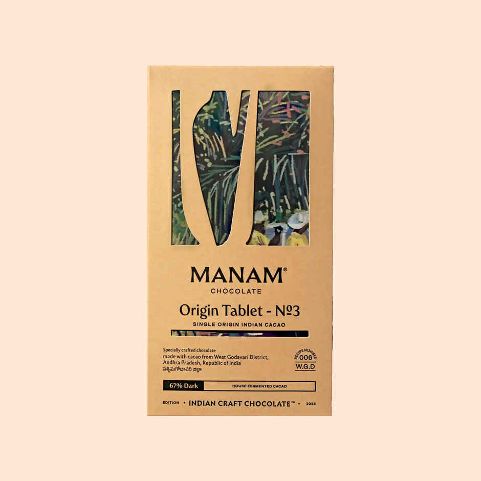 Manam Chocolate Indian Origin Tablet No. 3 | 67% Dark