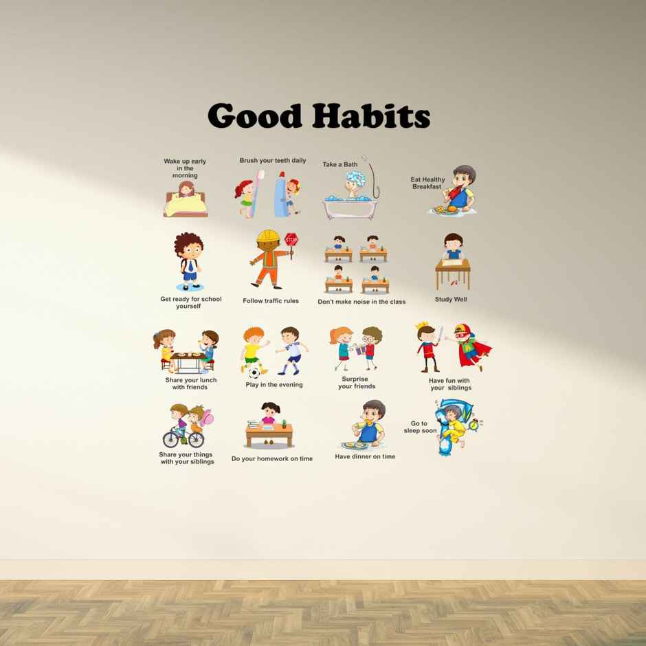 BAY6 Good Habits Removable Sticker - 95cm | Pack Of 1