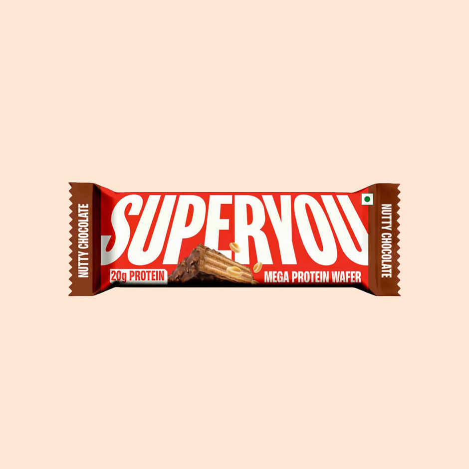 SuperYou 20g Protein Mega Wafer | Nutty Chocolate | Made With Atta & Jowar, No Added Sugar, No Palm Oil