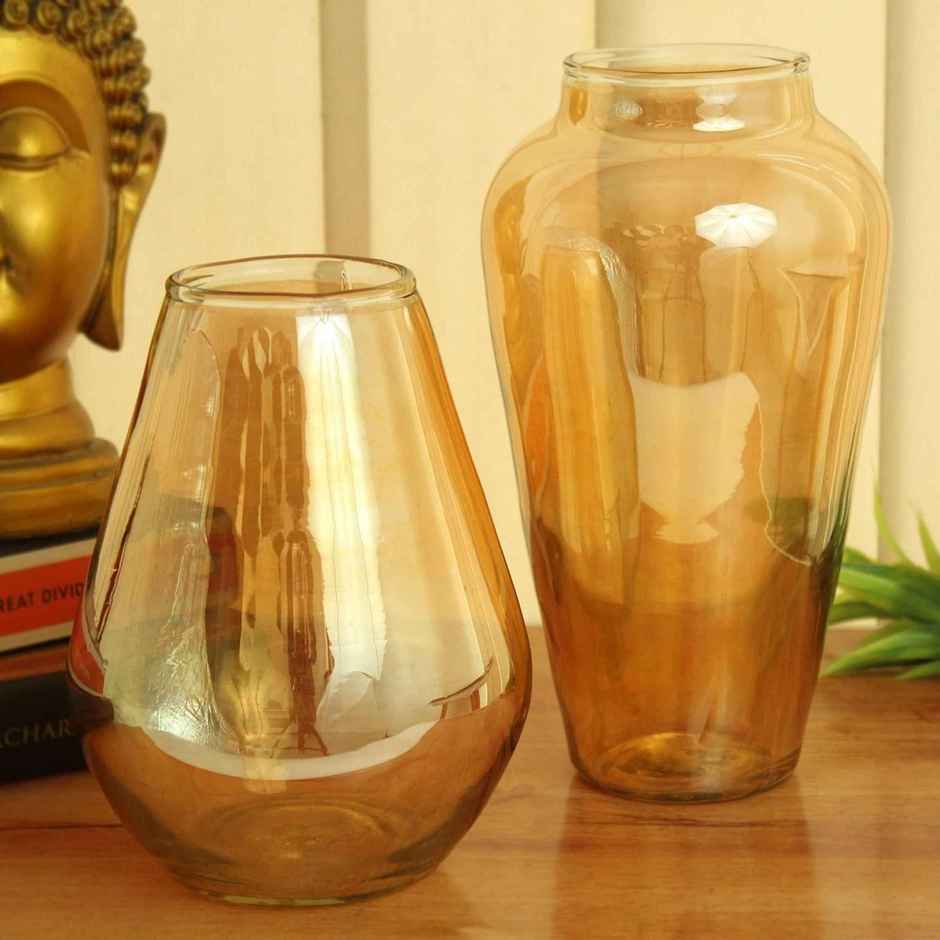 Tied Ribbons Set Of 2 Decorative Glass Vase Without Flowers