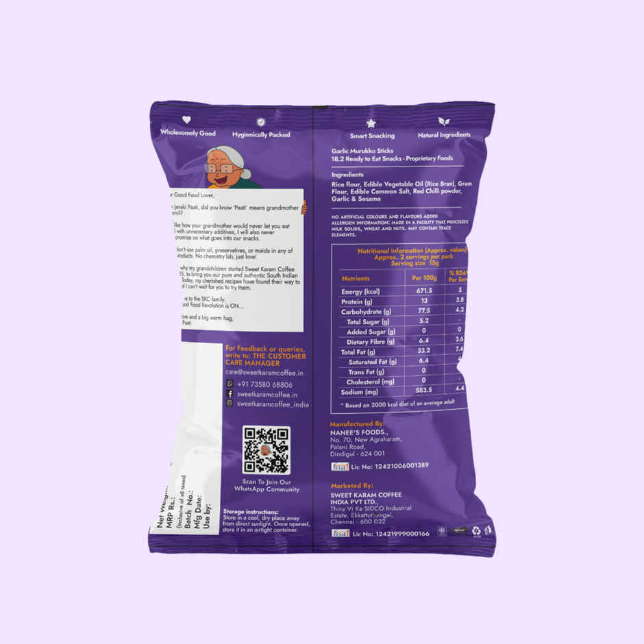 Sweet Karam Coffee Garlic Murukku Crisps (Chakli) - Namkeen Snacks