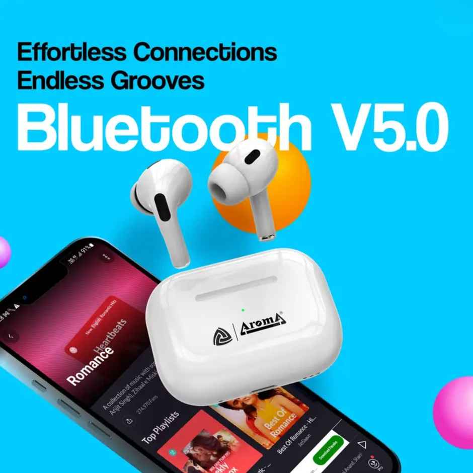 Aroma NB140 Ninja - 40 Hours Playback | TWS | Fast Charging | White ( Charging cable not included )