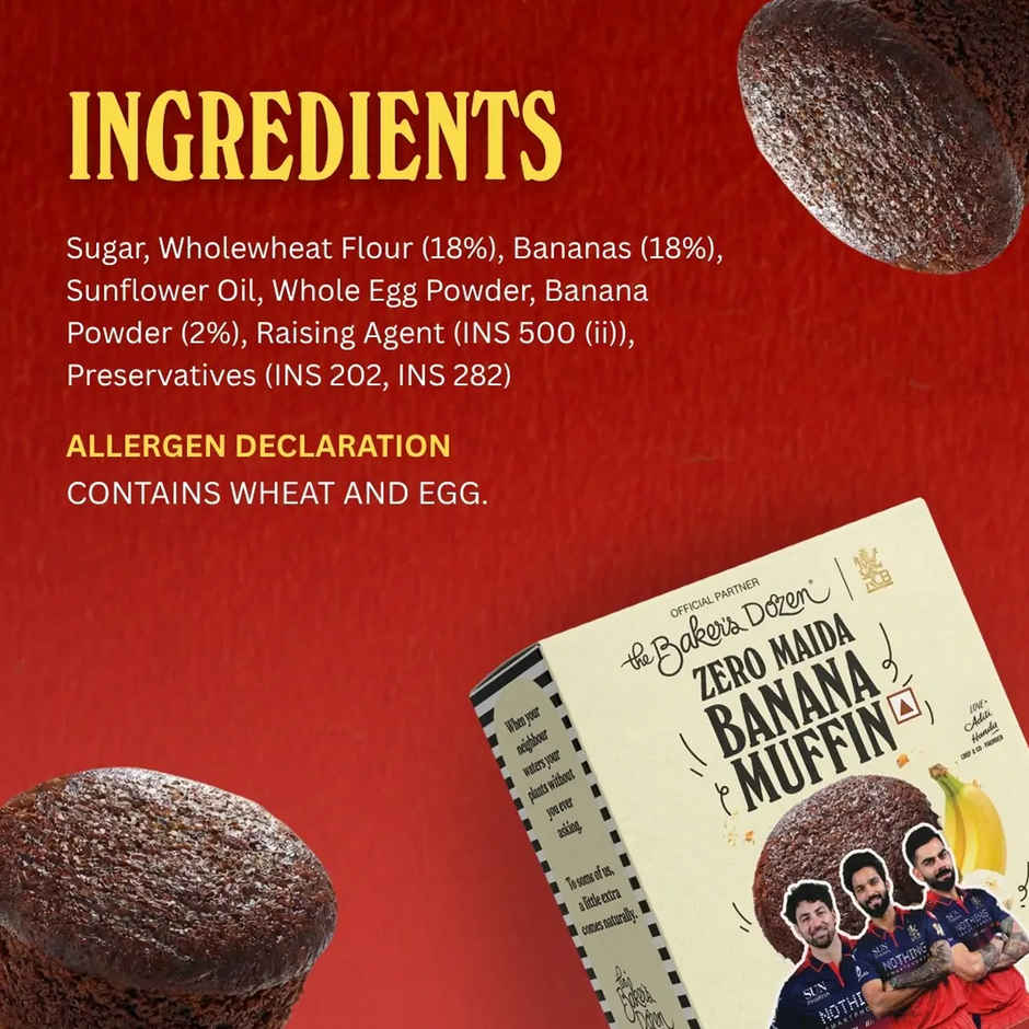 The Baker's Dozen Banana Muffin Zero Maida | Fruit Cake | Bakery Delight