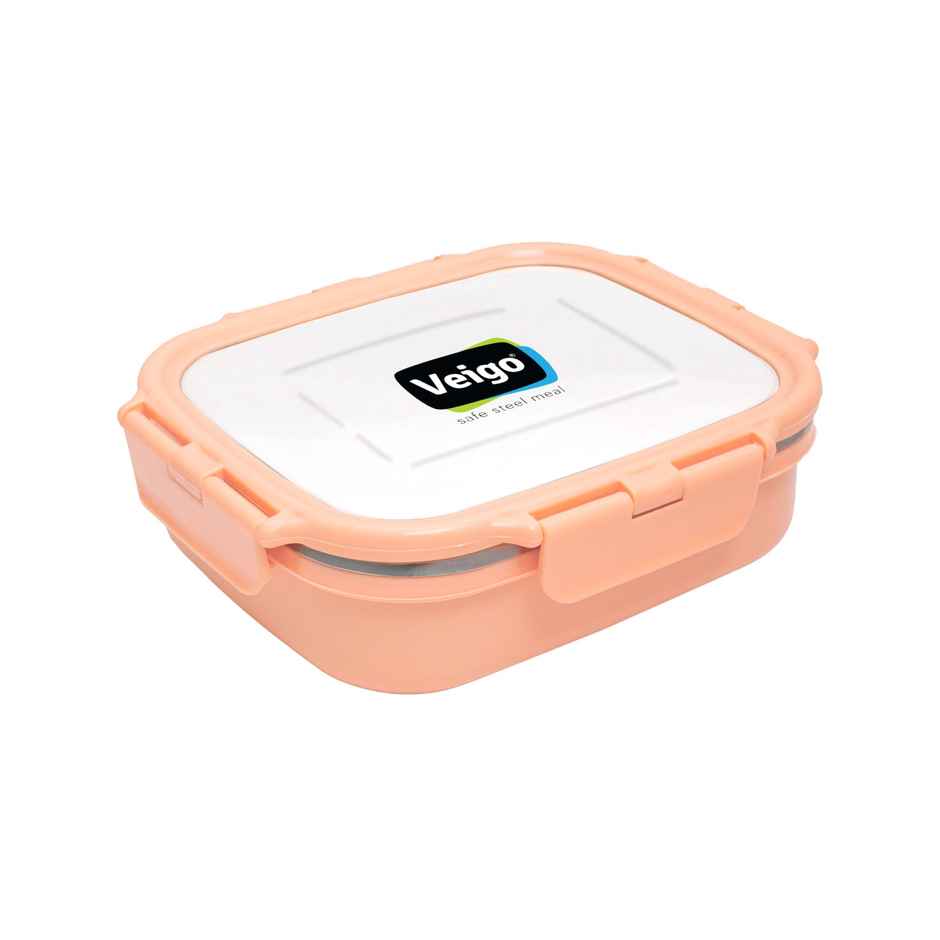 Veigo Heatup Large - Microwave Safe Stainless Steel Leakproof Tiffin Box (630Ml) Peach Fuzz