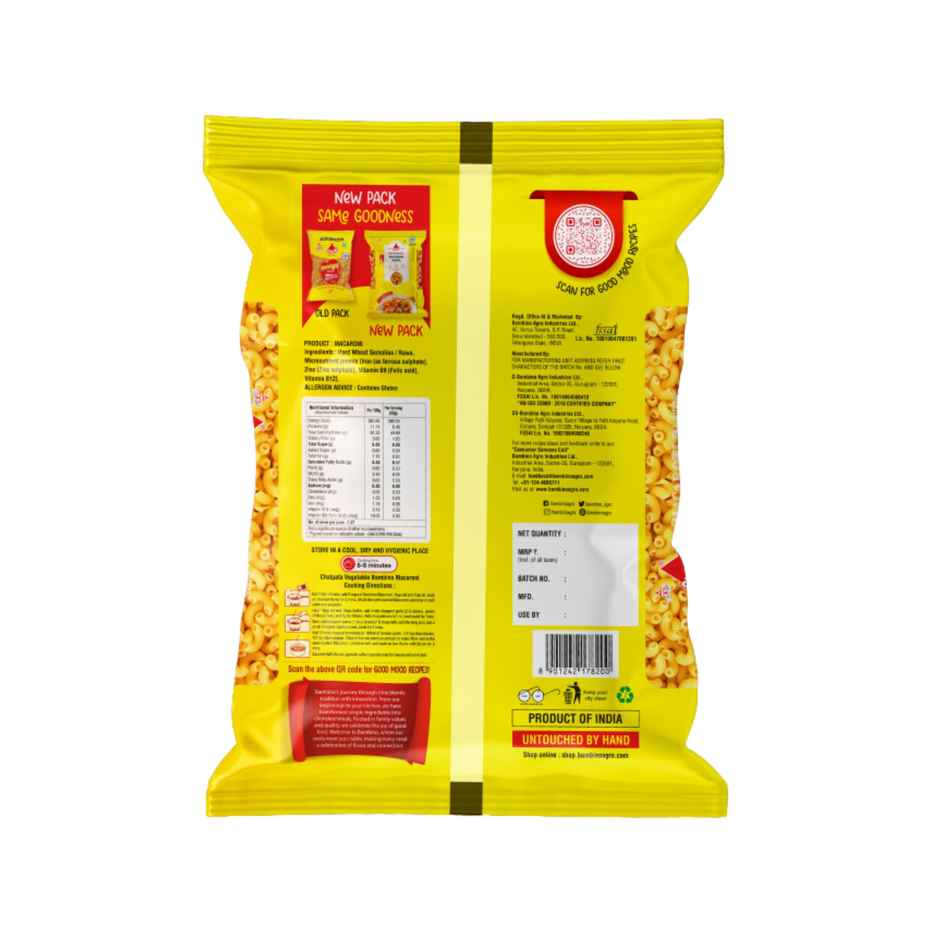 Bambino Macaroni Elbow Pasta - Pure Durum Wheat, No Maida, Protin Rich