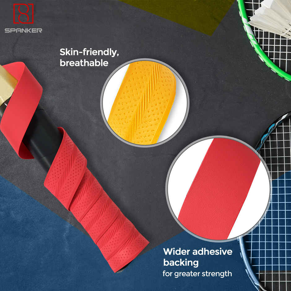 Spanker Sports Racket Overgrip, Anti-Slip Cushion Handle Grip for Badminton & Tennis