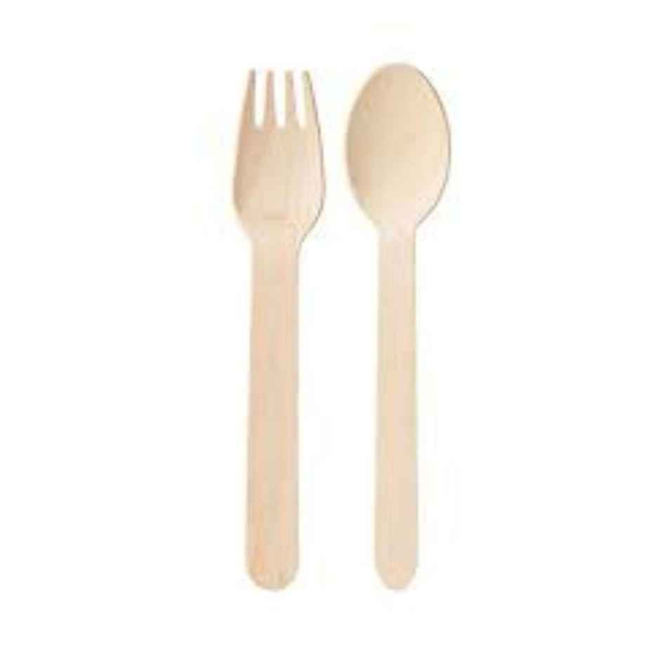 Naturepac Wooden Spoon 25 Pcs + Fork 25 Pcs Combo