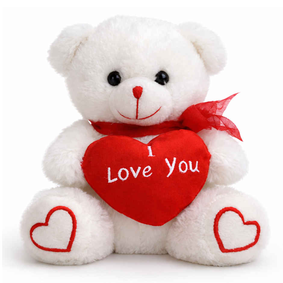 Webby Plush Teddy Bear with Heart | 22 cm | Beige