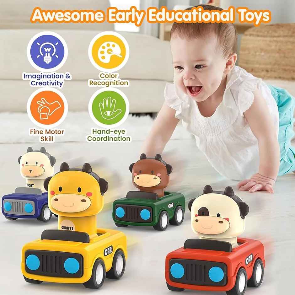 Kidology Press & Go Friction Car - Baby Toy | Birthday Gift For Kids