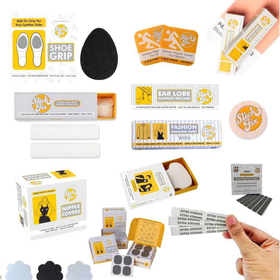 Slickfix Fashion Dressing Tape Trial Pack Invisible Double-Sided Body Tape (Fabric & Skin Friendly) (Pack Of 18)