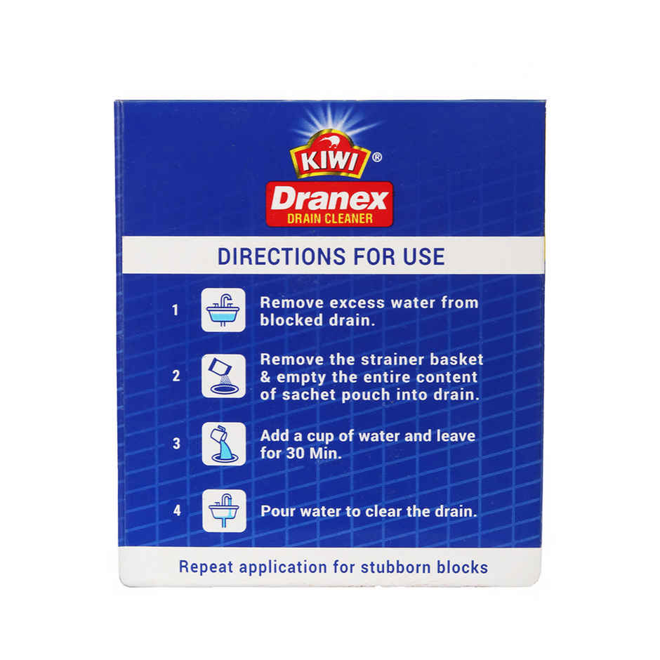 Kiwi Dranex Drain Cleaner Powder  | Removes Clogs, Blockages In Just 10 Minutes