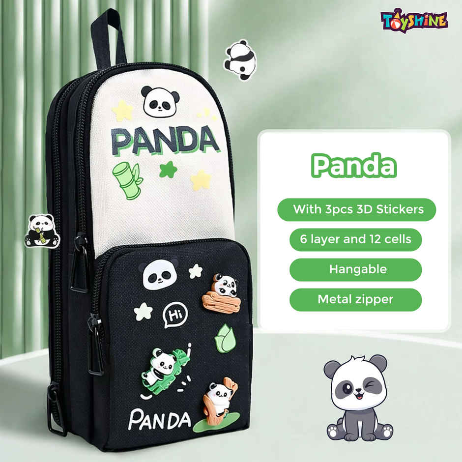 Toyshine Panda EVA Hardtop Pencil Pouch Large Capacity | Black