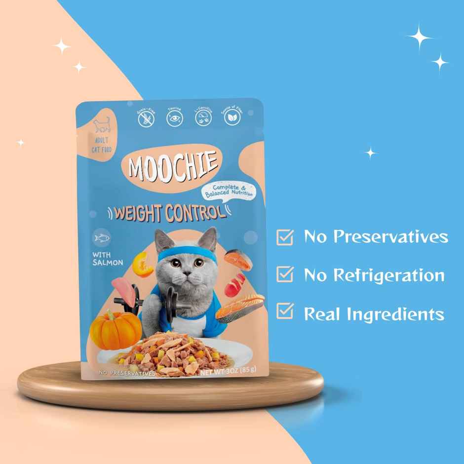 Moochie Cat Wet Food - Weight Control - Mince With Salmon Gravy | Grain-Free & No Preservative