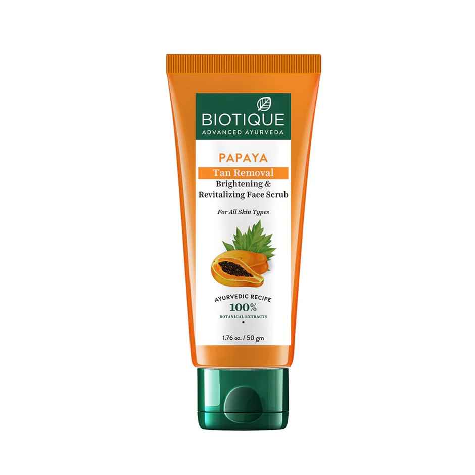 Biotique Papaya Tan Removal Brightening & Revitalizing Face Scrub Tube(100gms) & Biotique Papaya Deep Cleanse Face Wash(100ml) Combo 