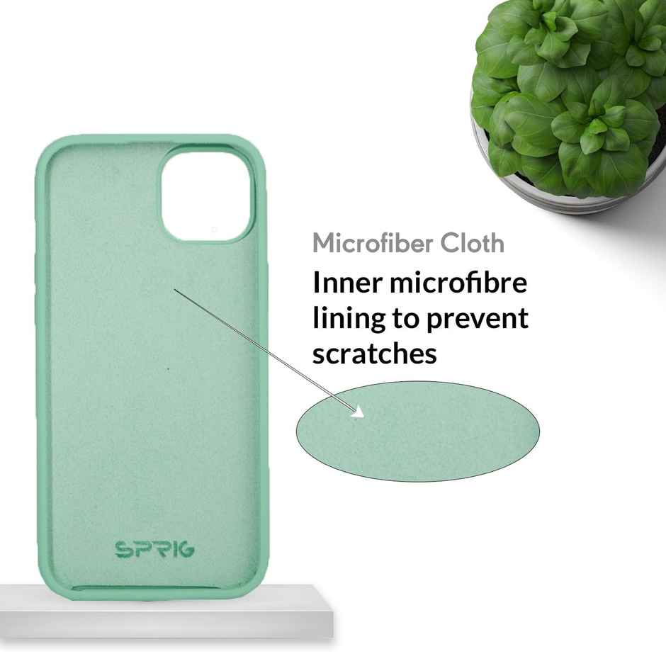 Sprig Designer Back Cover for Apple Iphone 14 Liquid Silicone Shock Proof | Light Green | MagSafe Compatible
