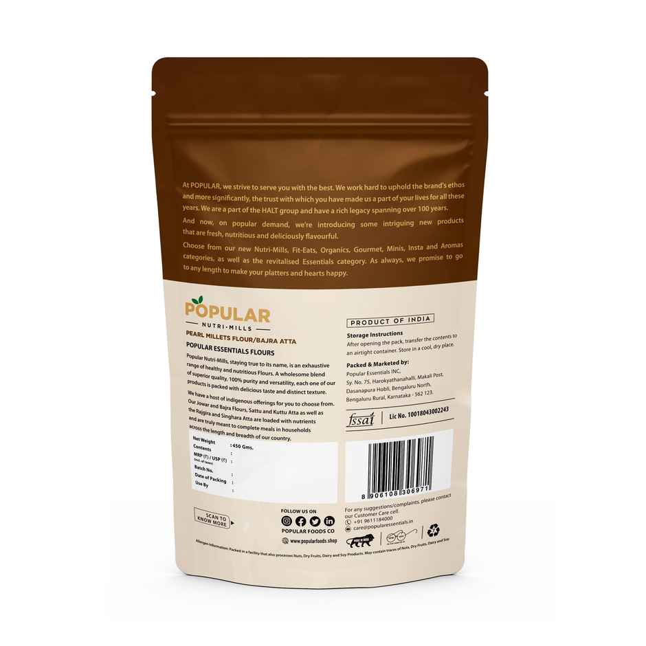 Popular Essentials Nutri Mills Pearl Millet Flour Bajra Atta