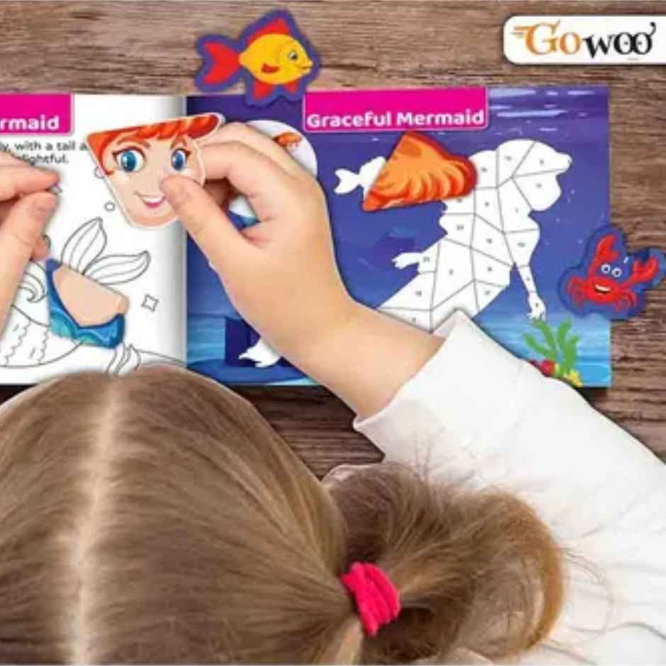 Mermaid Numbered Sticker Activity & Colouring Book for Age 3+ Kids -children Sticker Activity Book