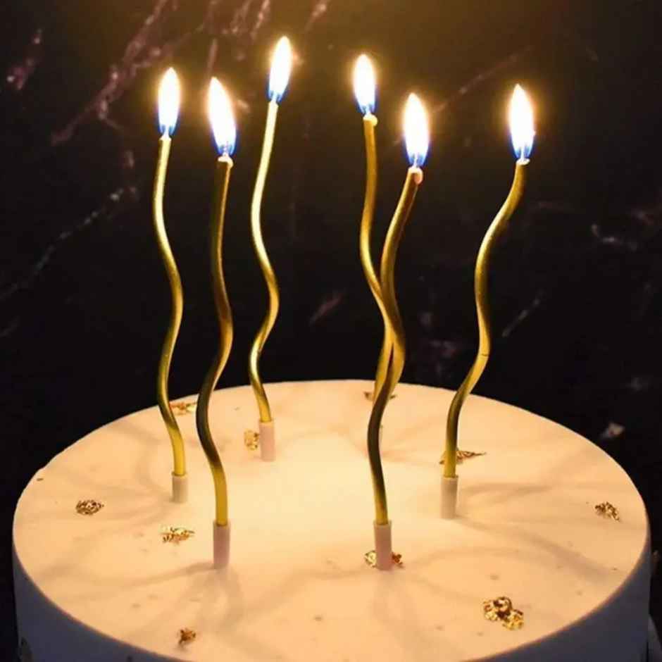 Chrome Golden Metallic Twisted Candle