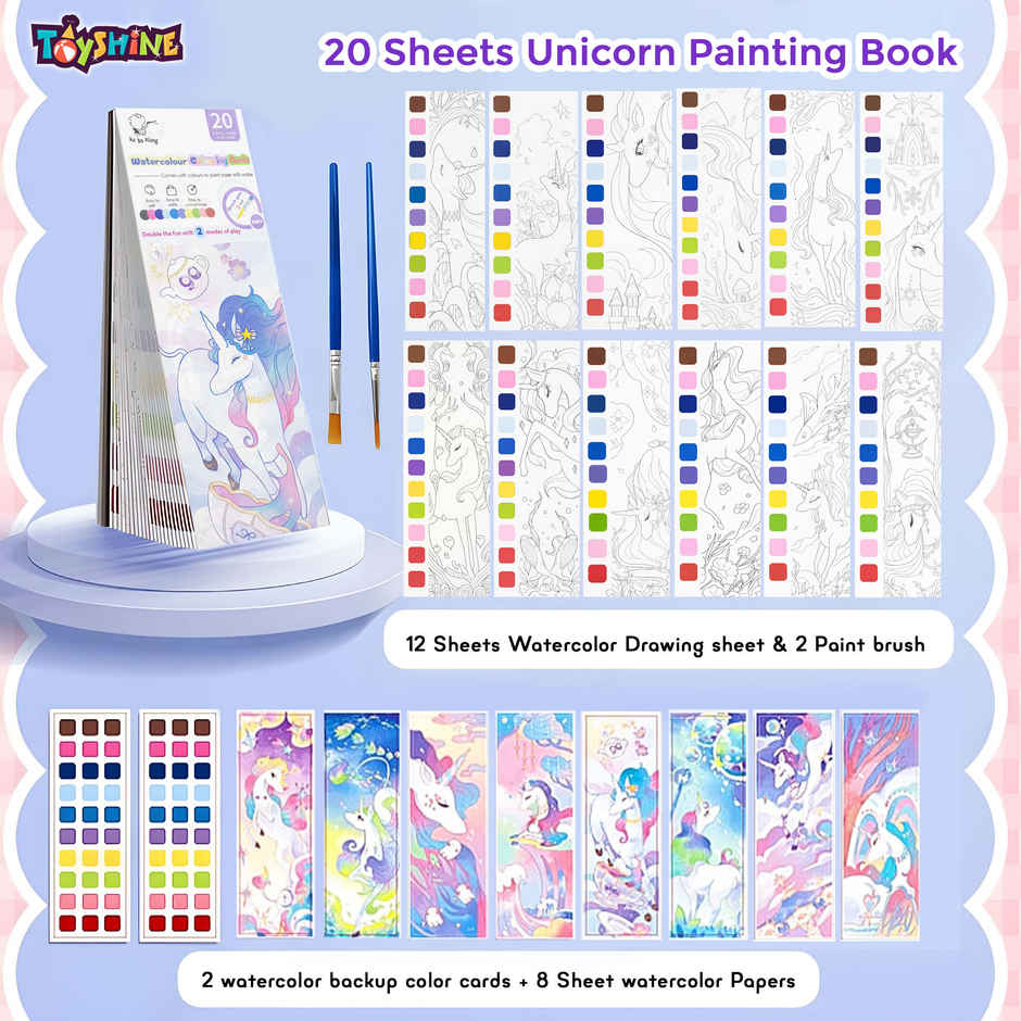 Toyshine Pocket Magic Water Painting Book with Brush Kids Travel Kit | Pink