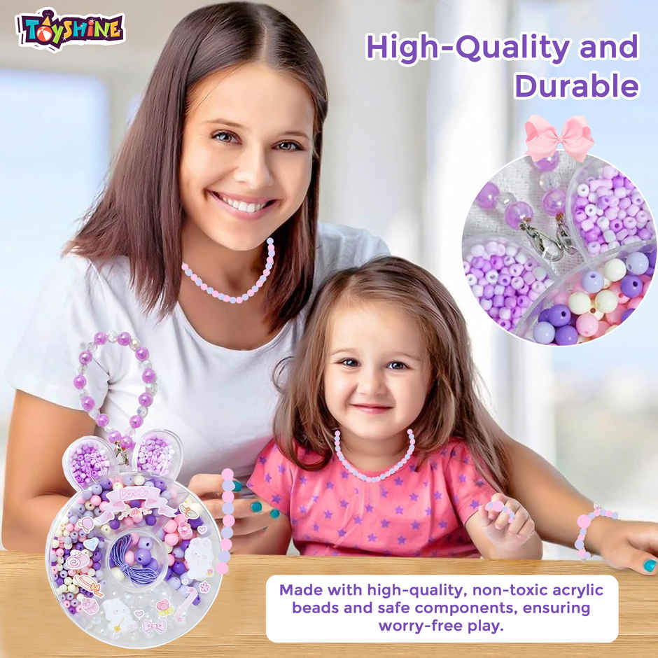 Toyshine Diy Jewellery Bead Set with Bunny Box For Making Bracelets-Necklaces and Earrings | Age 6+