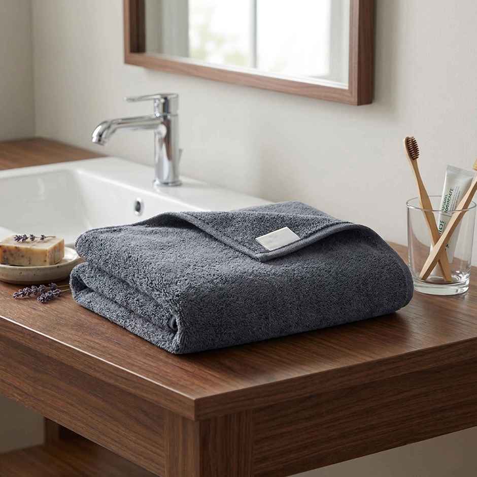 Softspun Microfiber Bath Towel (XL, 340 GSM, 28 x 56 in, 1pc, Grey)