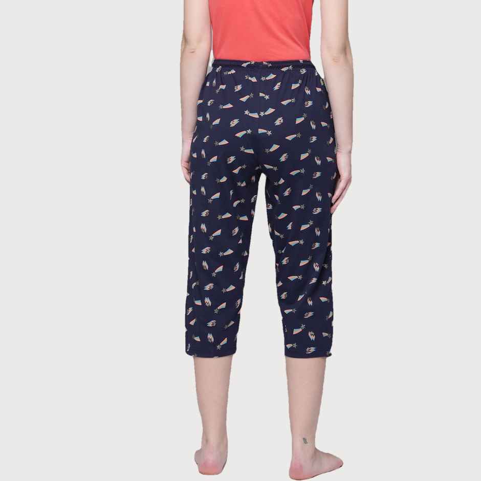 Kryptic Women's Cotton Printed Capri | Navy - M