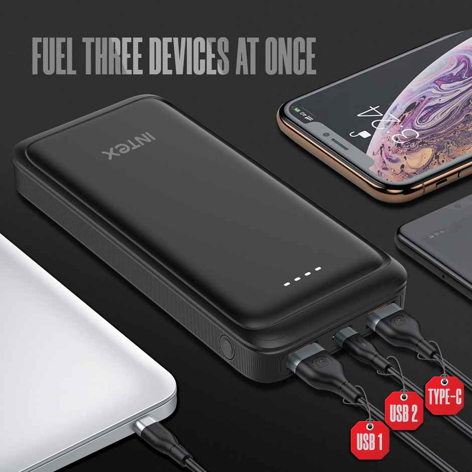 Intex 10000 mAh 22 W Wired Power Bank(Lithium Polymer, Fast Charging for Mobile) - Smokey Black