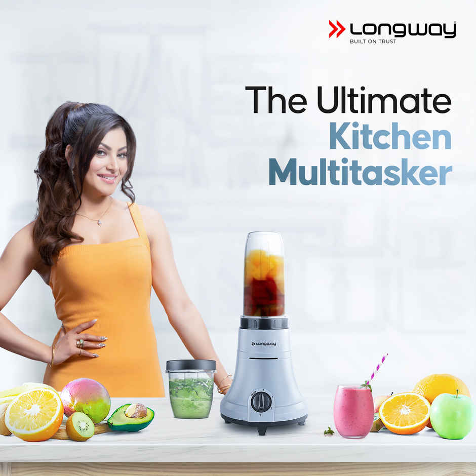 Longway Sage Juicer Mixer Grinder | 500 Watt | 2 Jars for Grinding & Mixing, Juicing with Powerful Motor | Gray&Black