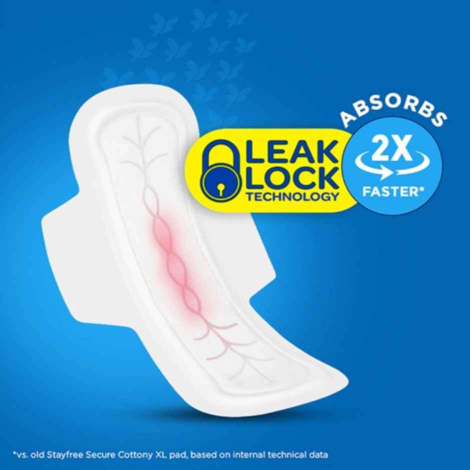 Stayfree Secure Cottony Sanitary Pads | XL | 12 pcs