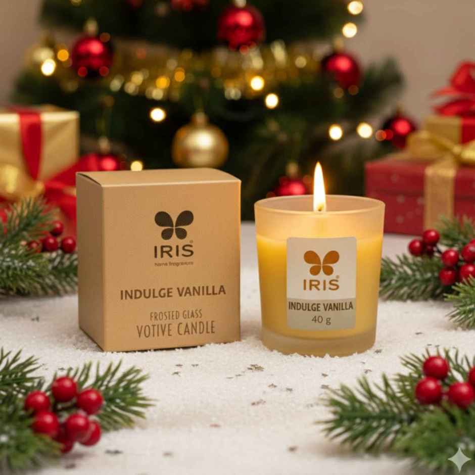 Indulge Vanilla Frosted Shot Glass Votive Scented Candle | 8 Hours Burn Time | Home Decor | IRIS