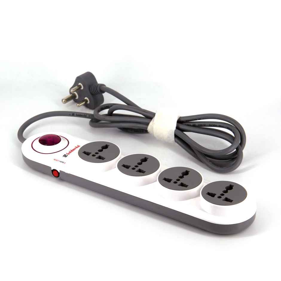 Gold Medal Logica 4X1 Spike Guard | 4 Universal Sockets | Master Switch with Indicator & Surge Protector | 2 Meter Extension Cord | Multi Plug for Home & Office Combo 