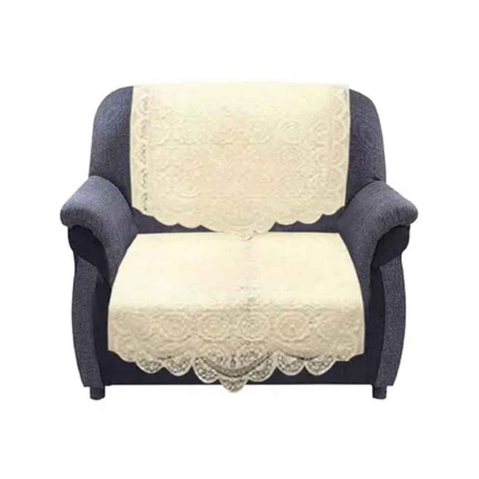 Kuber Industries Premium 5 Seater Sofa Cover | Chikankari Cotton Fabric | Cream