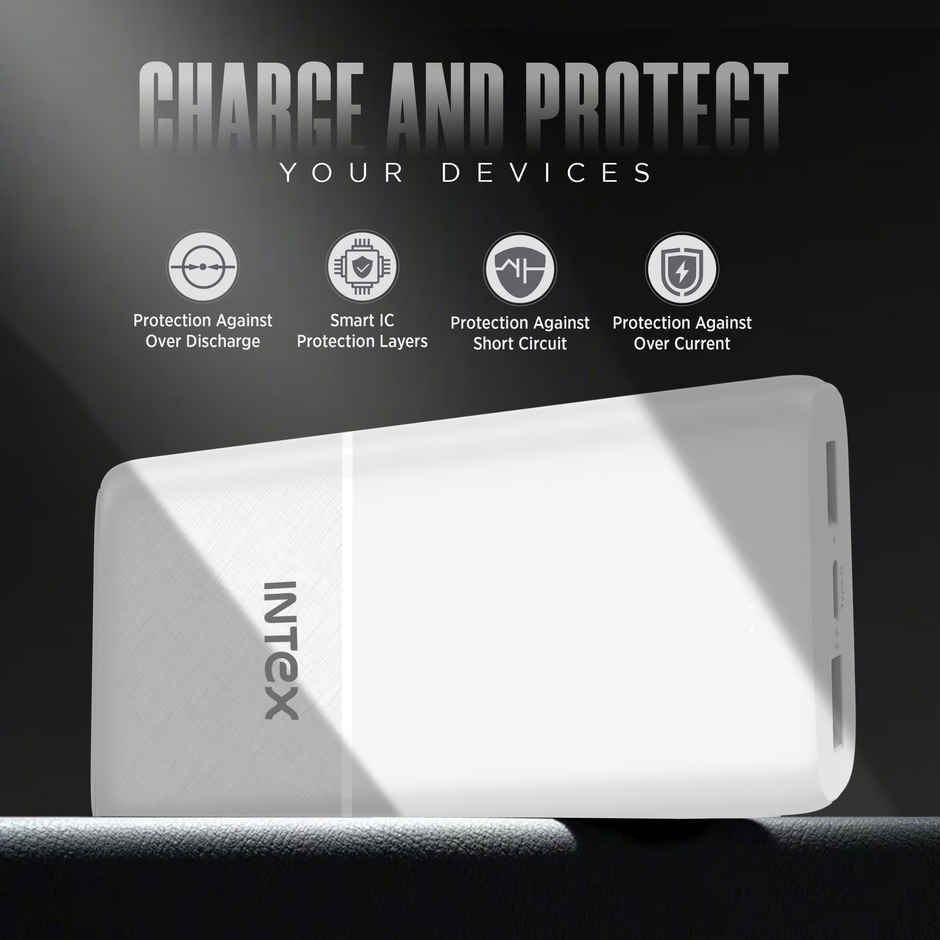 Intex 20000 mAh 12 W Power Bank (Creamy White, Lithium Polymer, Fast Charging for Mobile)