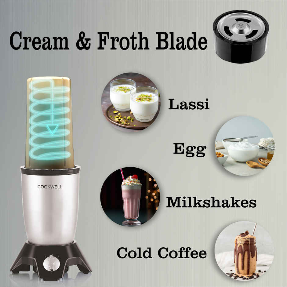 Cookwell Bullet  Juicer Mixer Grinder Nutri Blender 600W - 5 Jars & 3 Blades | Silver