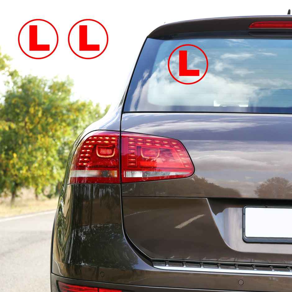 TiyuTrendzz Red L Board Learning Driver Car Vinyl Self Adhesive Sticker -15Cms X 15Cms, 2 pieces