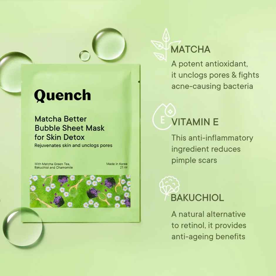 Quench Matcha Better Bubble Face Sheet Mask Combo