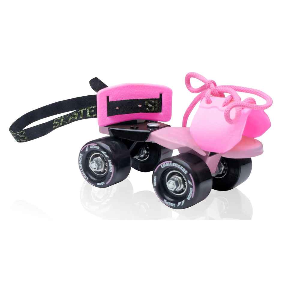 Jaspo Challenger Roller Skates for Kids (Ages 3-7), Adjustable,PVC Wheel, Perfect for Beginner Pink