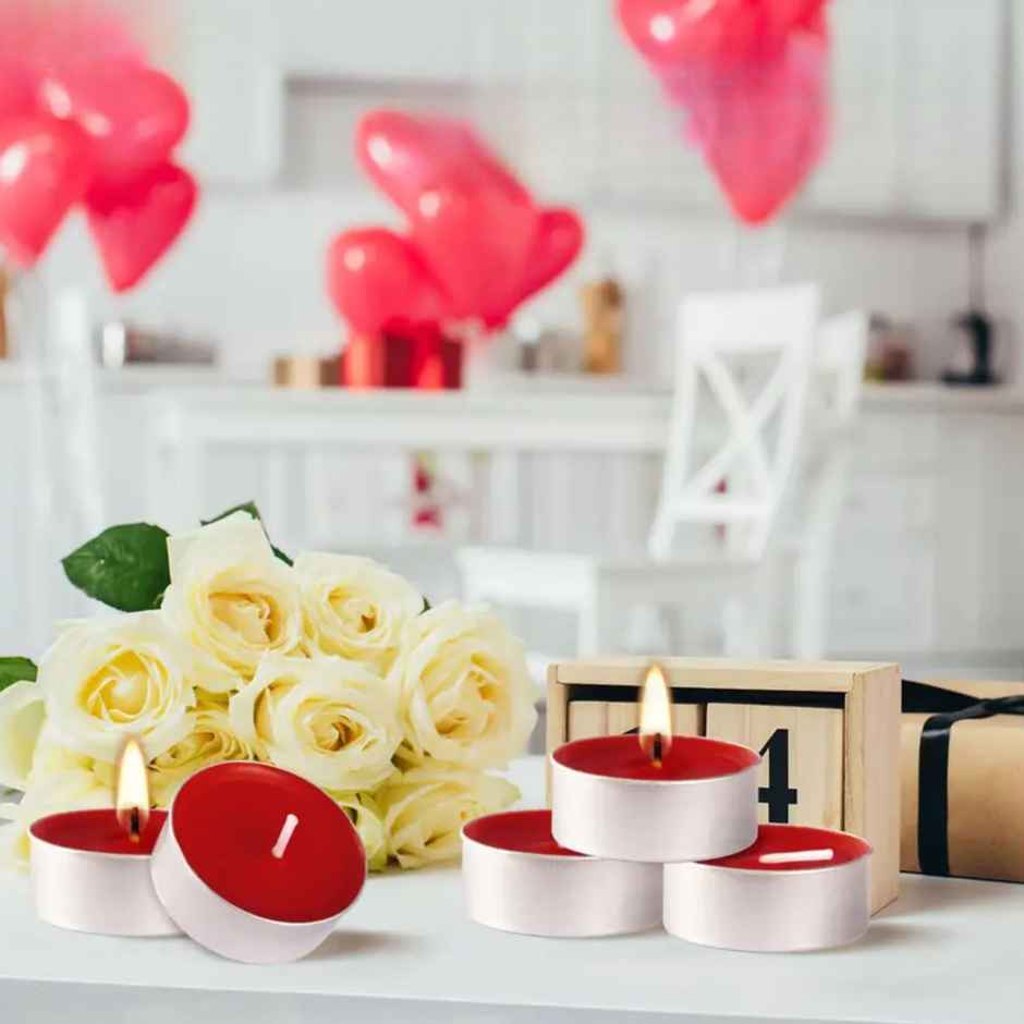 Tea Light Candle | Red | Pack Of 50 | 8 g Each | Samsidhi