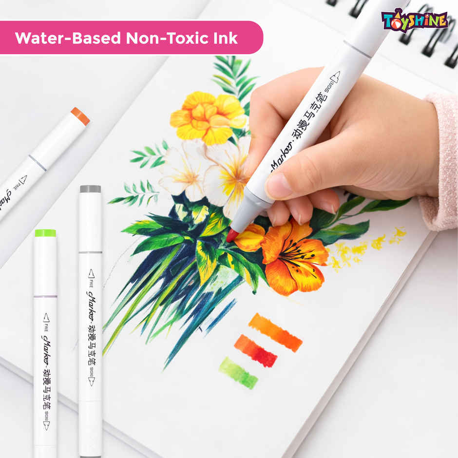 Toyshine Twin Tip Coloring Sketch Markers Set | Pink