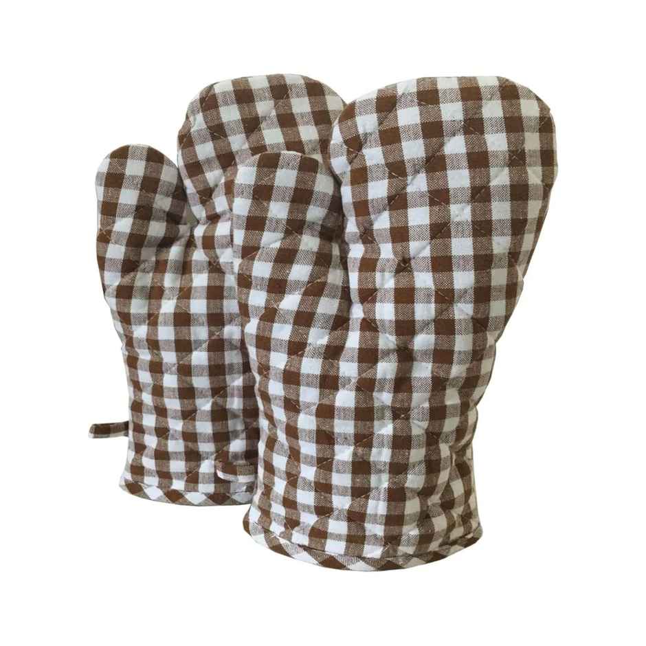 Lushomes Oven Gloves - Brown | Small Microwave Gloves | Kitchen Hand Gloves | 7 x 13 inch