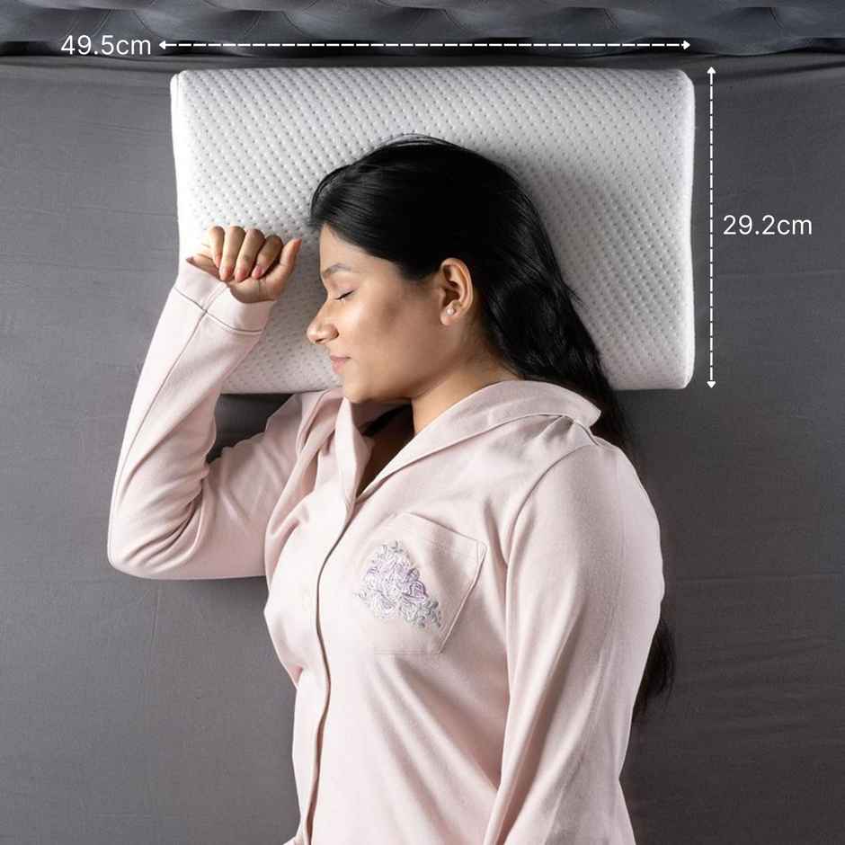 Wakefit Shape Sensing Contour Pillow Set of 2 (19.5x11.5x4 Inch) Reduces Neck & Shoulder Pain | White