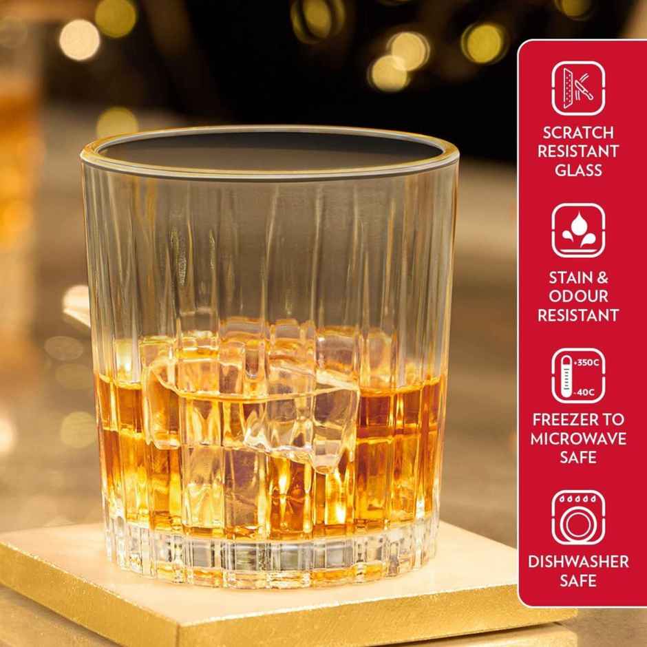 Charm Whiskey Glass Tumbler Set | 300 ml | 6 pcs | Made in India | Borosilicate Glass