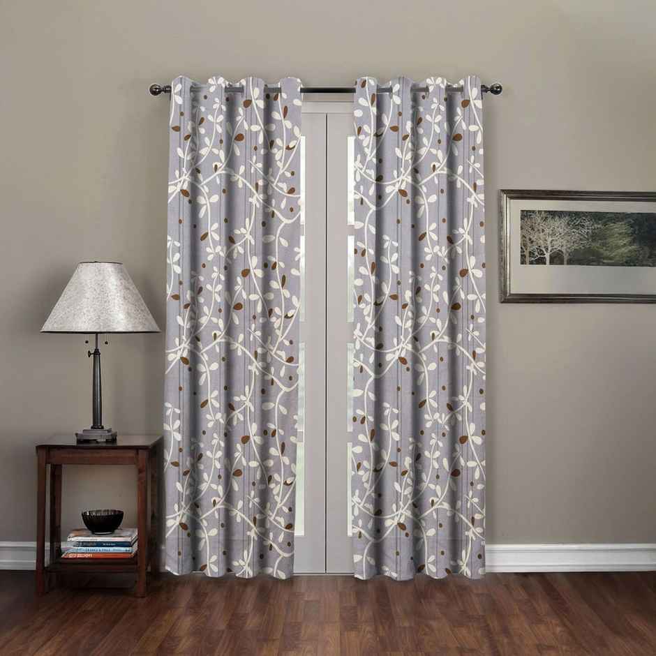 BAY6 Polyester Door Curtains | Set of 2 | 7x4 ft | Grey